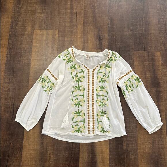 Sundance White Embroidered Sequin Boho Blouse Top Size Medium - Picture 10 of 10